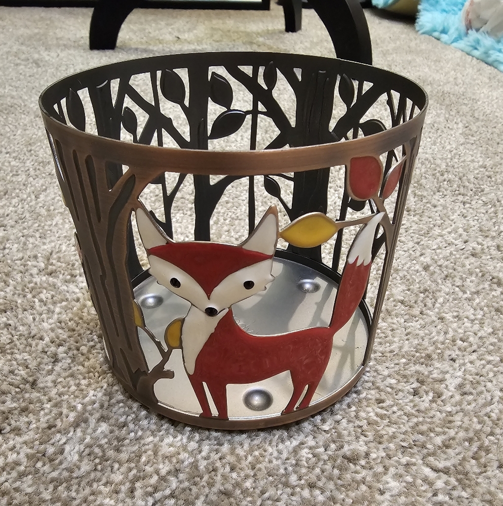 Charming Red Fox Metal Candle Holder